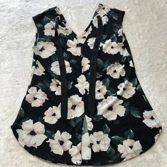 Floral Sleeveless Deep V Neck Blouse Top - Picture 3 of 8